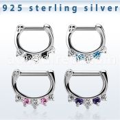 vsepqx14 silver septum clicker 14g w 1 big cz 4 small cz mix