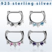 vsepqx16 silver septum clicker 13g w 1 big cz 4 small cz mix