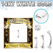 wbnz 14k white gold eyebrow banana clear cz