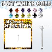 wbzsm1 14kt white gold nose bone w a 1.5mm round cz stone
