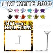 wszsc1 14kt white gold nose screw, w 3mm star cz stone