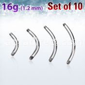 xbn16g pack of 316l steel eyebrow banana post threading 1 2mm