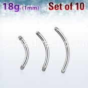 xbn18g pack of 316l steel eyebrow banana posts