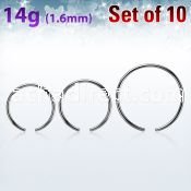 xcr14g pack w 10 pcs. 316l steel ball closure ring post  1.6mm