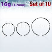 xcr16g pack w 10 pcs. 316l steel ball closure ring post  1.2mm