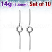 xinb14g pack of 316l steel industrial loop barbell 14g 1 6mm