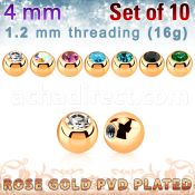 xjbtt4s pack 4mm x 1.2mm rose gold steel ball bezel set crystal