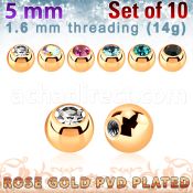 xjbtt5g pack 5mm x 1.6mm rose gold steel ball bezel set crystal