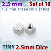 xsdi25 pack of 2 5mm 316l steel dices threading 16g 1 2mm