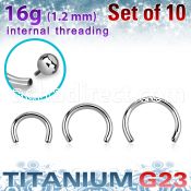 xucb16gi titanium g23 internal circular barbell posts 10pcs