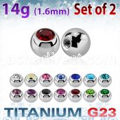 xujb4 4mm high polished titanium g23 balls with bezel crystals
