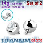 xujb6i titanium g23 ball tops clear crystal bezel set 6mm