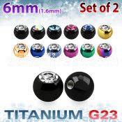 xujbt6g 6mm anodized g23 balls w bezel set crystals  1.6mm, 14g