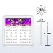 yxfl2c silver bend it nose studs w flower top w clear crystal