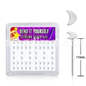 yxvmo silver bend it yourself nosestuds 22g flat moon top 52