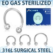 zcbeb sterilized 316l steel circular barbell with 3mm balls