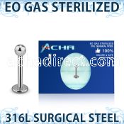 zlbb25 eo gas sterilized 316l steel labret