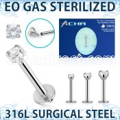 zlbczin sterilized 316l steel labret 16g clear cz internal