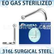 znsb18 sterilized 316l steel nose screw 18g 2mm ball top