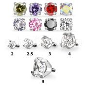 zrin prong set cz top for 16g internal threaded body jewllery