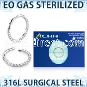 zsgsh11 sterilized steel hinged segment ring cz at side