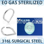 zsgsh15 sterilized steel hinged segment ring cnc cz pear