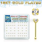 18bp14xc box of gold silver nose bones w 2mm prong clear crystals