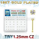 18bz12xc gold silver nose bones with 1 25mm prong set clear cz