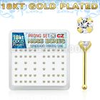 18bz25xc box of gold silver nose bones w 2 5mm clear prong set cz