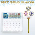 18nbzbm silver nose bone w 18k gold plating prong set clr cz