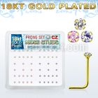 18nszbm silver nose bone w 18k gold plating prong set cz stone