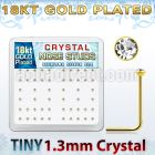 18s6xc box of gold silver nose studs w 1 25mm clear crystals