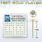 18y14xc gold plated silver bend it nose stud w 2mm crystal tops
