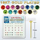 18y14xm gold plated silver bend it nose stud w 2mm crystal tops