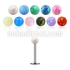 316l steel labret 18g w a 3mm synthetic opal ball