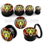 afppp acrylic screwfit plug with jaguar head in tattoo logo