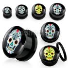 afpz black acrylic screwfit plug with sugar skull logo