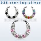 agsepz2x silver fake septum clicker w 2.5mm prong set cz stone