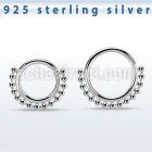 agspv18 silver seamless septum ring 18g small beads