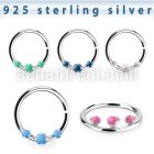 agspvo1 silver seamless septum ring w 2mm opal w 1.5mm opal