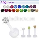 albfr3 bio  flex labret w 3mm ferido glued multi crystal ball