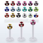 albmjb3 bio  flex labret w 3mm steel multi jewel ball