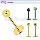 anodized surgical steel labret 20g w a 3mm ball