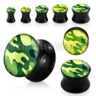 apguu acrylic double flared plug with army camouflage pattern