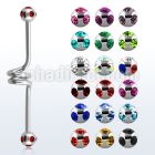 bbcl 316l steel industrial twister barbell with jewel ball