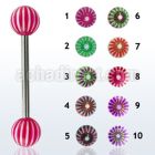 bbdxd 316l steel tongue barbell with acrylic bulls eye ball