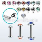 bbefrdin internally threaded steel barbel multi crystal tri star