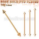 bbeittcn rose gold steel industrial barbell w 2 4mm cones