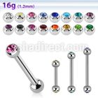 bbejb25 316 steel eyebrow barbell with two 2 5mm jewel balls