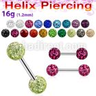 bber24 316l steel helix piercing with 4mm multi crystal ball